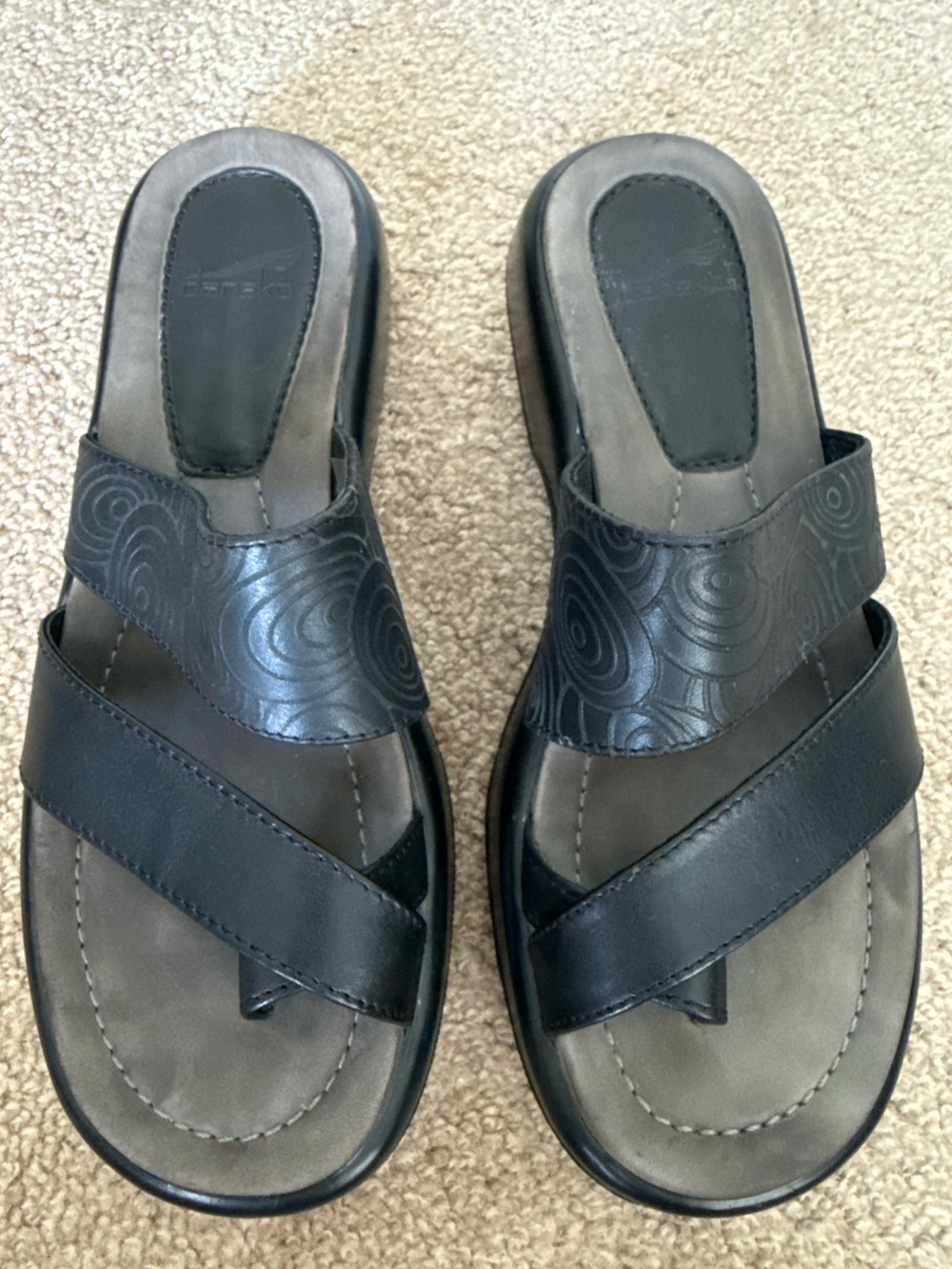 Dansko Leather Wedge Platform Sandals Toe Loop - Picture 3 of 12